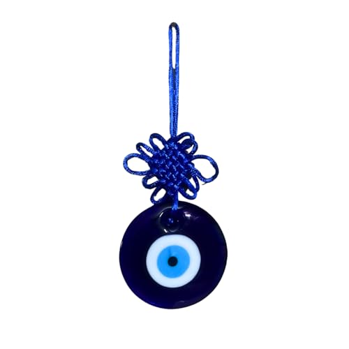 GJ Big Eyes Evil Eye Hanging Nazar Battu for Home & Car | for Good Luck & Prosperity, Glass, Blue (6cm-Pendant)| Evil Eye Hanging| Nazar Battu - Image 1