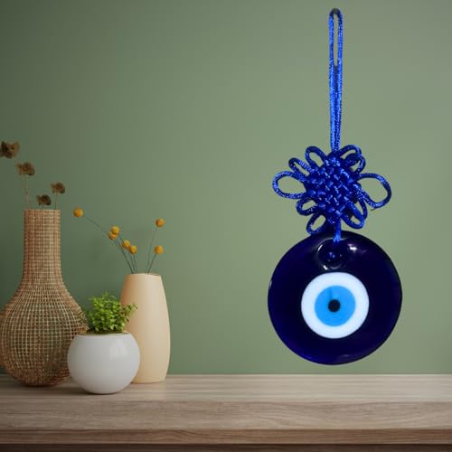 GJ Big Eyes Evil Eye Hanging Nazar Battu for Home & Car | for Good Luck & Prosperity, Glass, Blue (6cm-Pendant)| Evil Eye Hanging| Nazar Battu - Image 5