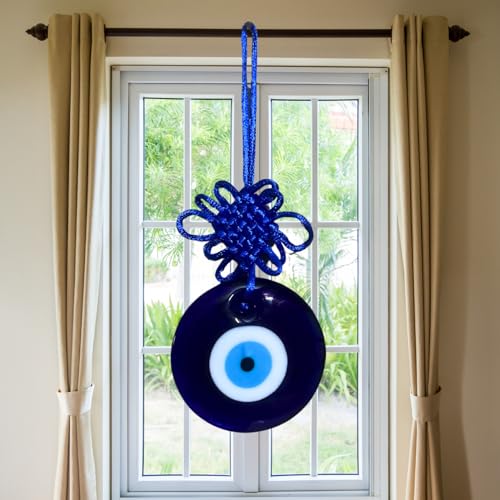 GJ Big Eyes Evil Eye Hanging Nazar Battu for Home & Car | for Good Luck & Prosperity, Glass, Blue (6cm-Pendant)| Evil Eye Hanging| Nazar Battu - Image 4
