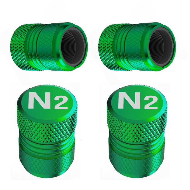 Tire Valve Stem Caps  4 Pack AntiCorrosion Premium Anodized Alloy Tyre Air Valve Caps N2 Nitrogen for Car SUV Bike Green