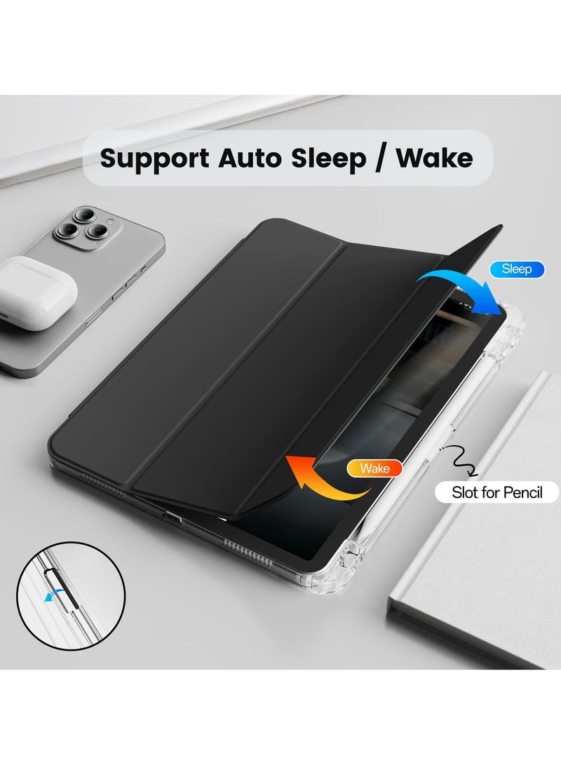 eGreen99 for HUAWEI MatePad 12X Case Cover,Transparent Airbag With Pen Slot For Anti Drop, Tablet Protective Cover, Triple Fold Multi Angle Design, Automatic Wake-up/sleep, Soft Leather，Black - Image 3