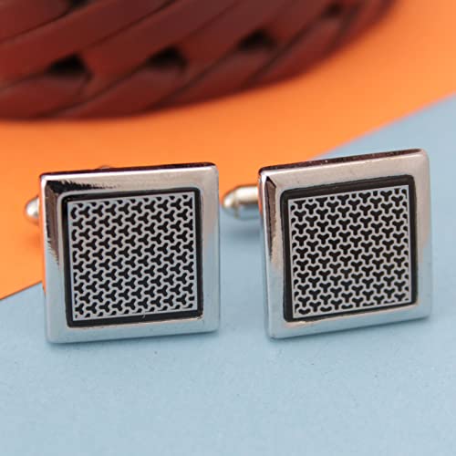 Kavove The Enchanting Black & Silver Cufflink For Men - Image 5