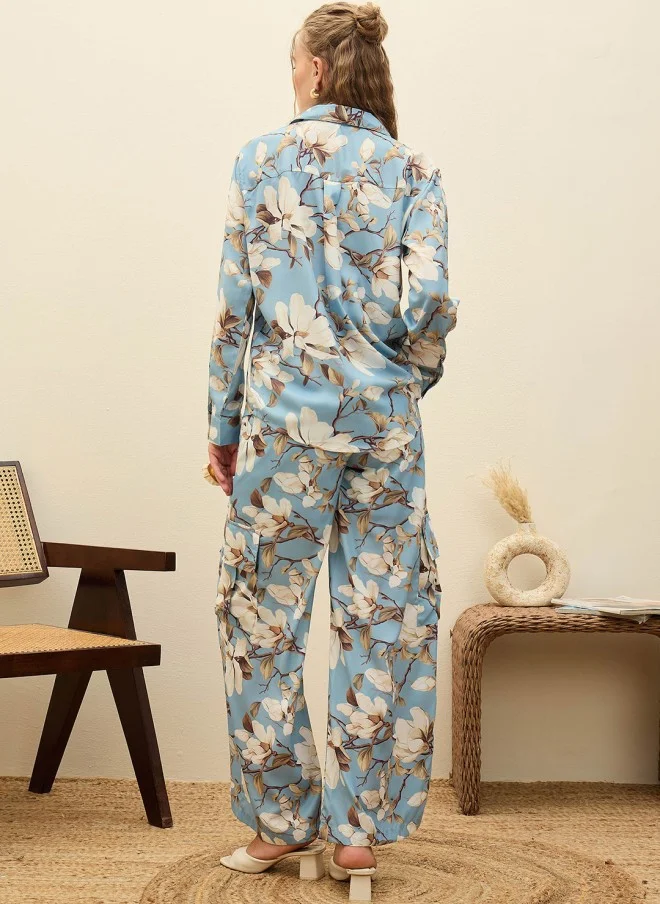 ساسافراس Floral Printed Shirt And Palazzo Set For Women