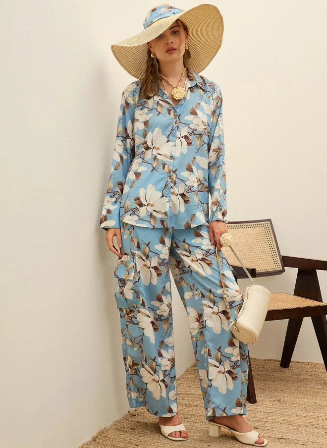 ساسافراس Floral Printed Shirt And Palazzo Set For Women