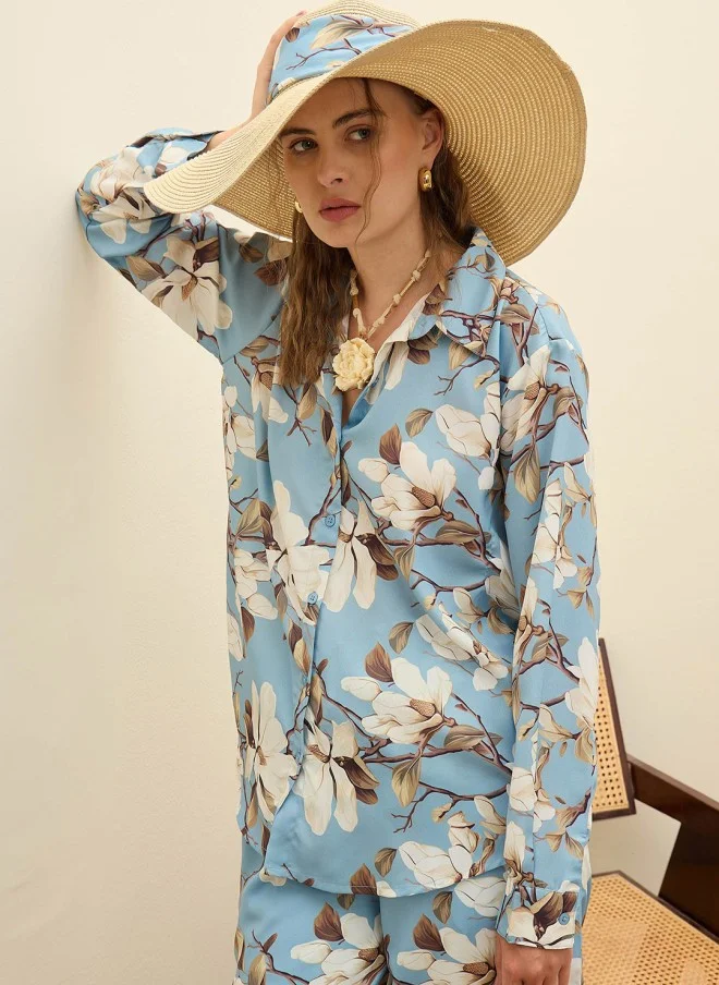 ساسافراس Floral Printed Shirt And Palazzo Set For Women