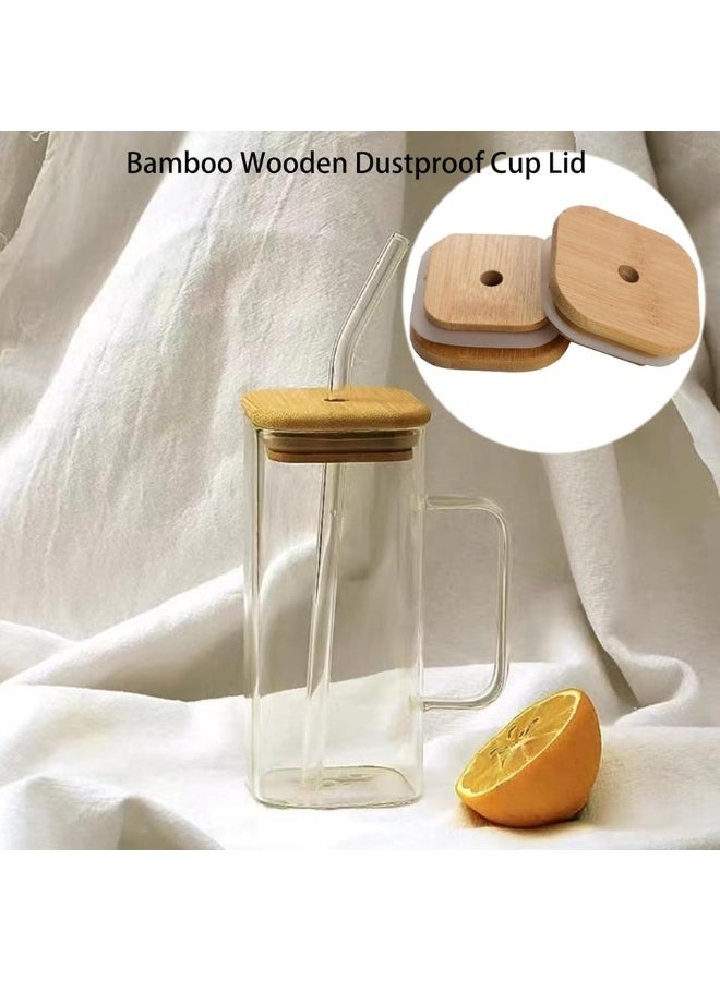 Happy Home Bamboo Lid Mug for Hot and Cold Drinks with Glass Straw - 400ml Clear  - Image 5