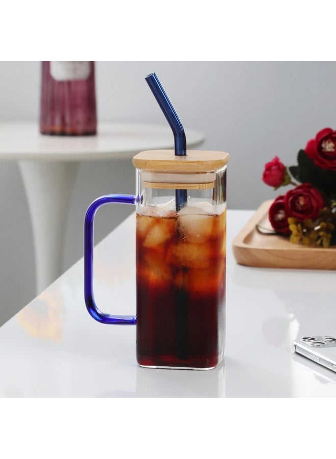 Happy Home Bamboo Lid Mug for Hot and Cold Drinks with Glass Straw - 400ml Clear  - Image 4