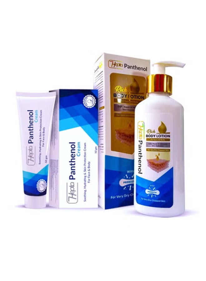 hepta Panthenol Body Lotion Rich With Prebiotic 250ml + Soothing Panthenol cream 50 gm - Image 1