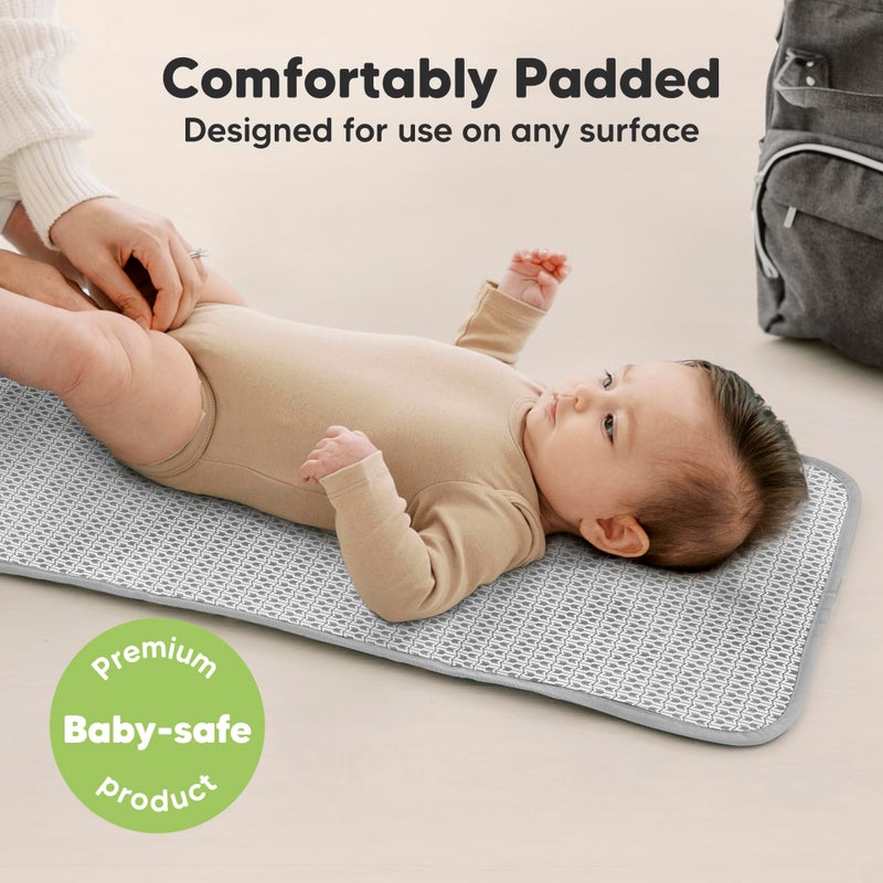 KeaBabies Portable Diaper Changing Pad, Easy Wipe Clean - Foldable Waterproof Baby Changing Mat for Diaper Bag, Compact, Lightweight, 25x13 Newborn, Infant, Baby Changer Travel Essential (Gray Mod) - Image 5