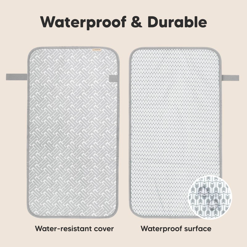 KeaBabies Portable Diaper Changing Pad, Easy Wipe Clean - Foldable Waterproof Baby Changing Mat for Diaper Bag, Compact, Lightweight, 25x13 Newborn, Infant, Baby Changer Travel Essential (Gray Mod) - Image 4