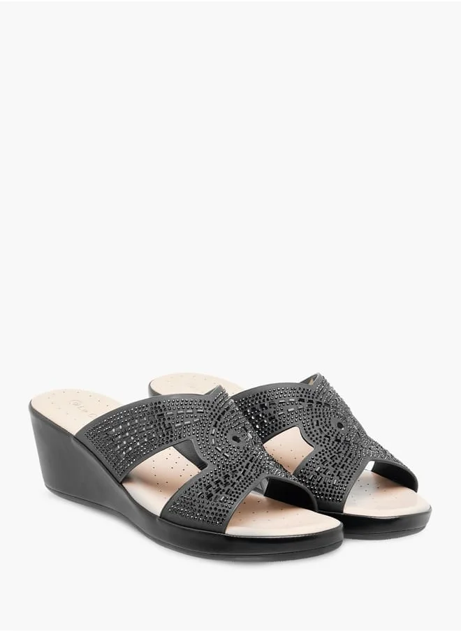 لو كونفورت Womens Embellished Slip-On With Wedge Heels Ramadan Collection