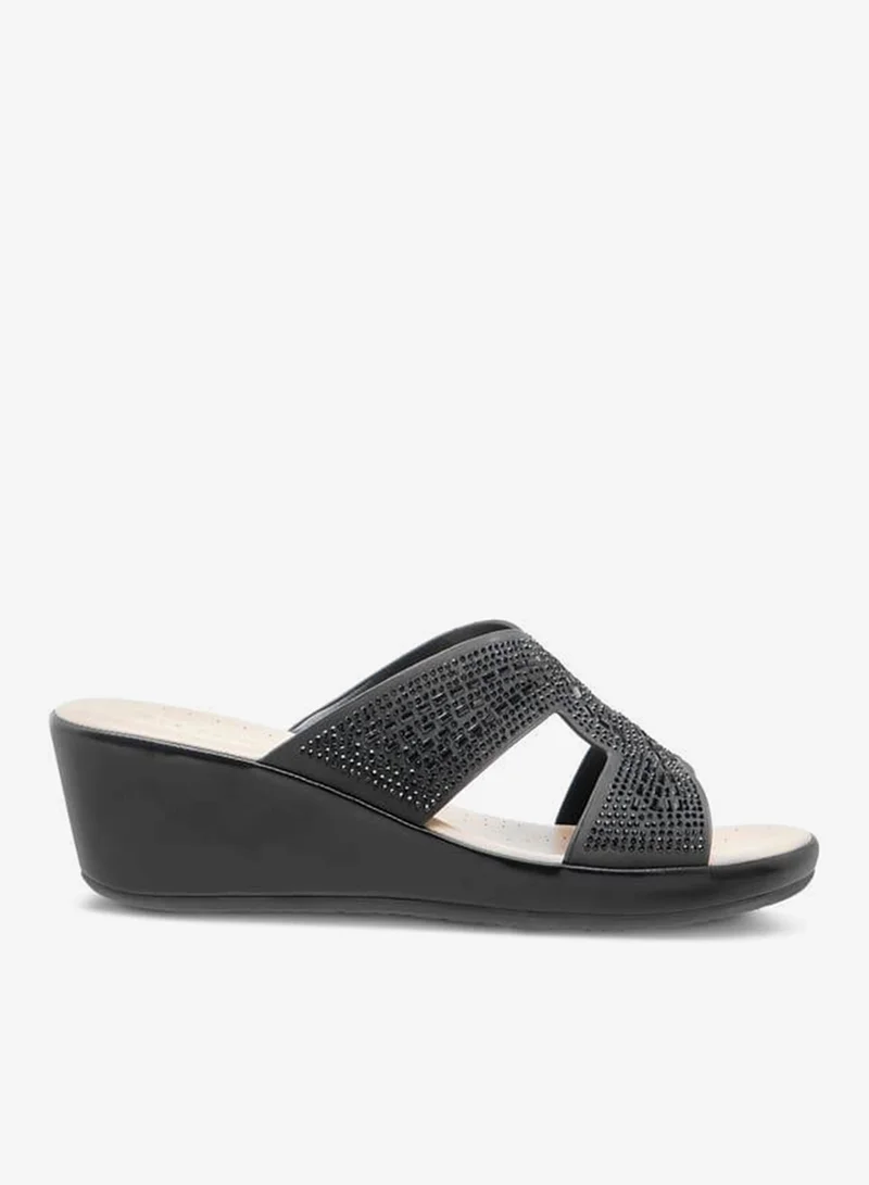 Le Confort BLACK Womens Embellished Slip-On With Wedge Heels Ramadan Collection for Women | Best Price UAE