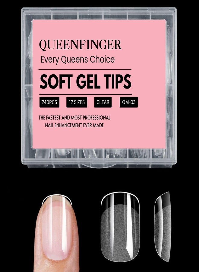 QUEENFINGER 240PCS Soft Gel Nail Tips with Box – Clear Gel X Nail Tips Full Cover Fake Nails Soft Acrylic Tips for Nail Extension Manicure at Home or Salon DIY Use for Women and Girls (03) - Image 1