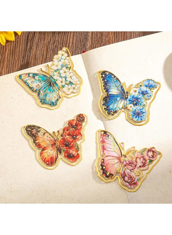 PAGEMORE 4 PCS Metal Butterfly Bookmarks, Golden Clips Bookmark Monet Van Gogh Oil Painting Theme Book Mark Bookmarks for Book Lovers Women Teens Writers Readers Children - Image 1