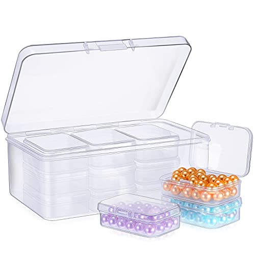 Blulu Blulu 12 Pieces Plastic Clear Storage Box Organizer with snaptight closure latch Mini small Storage Containers Cases with Hinged Lid Hobby Modular Craft Supply Satchel 25 x 177 x 079 Inch 