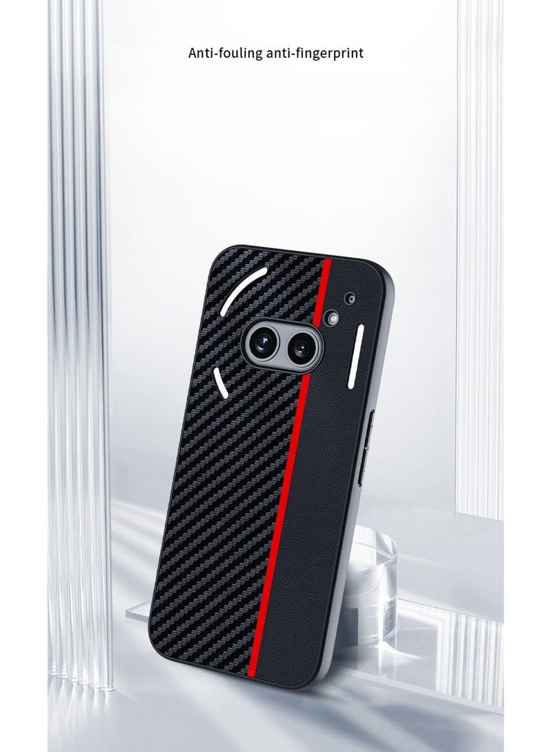 غطاء متوافق مع Nothing Phone (2a) Plus 5G، مصنوع من جلد ناعم بنمط ألياف الكربون، غلاف خفيف الوزن ومضاد للصدمات ومقاوم للسقوط. - Image 5