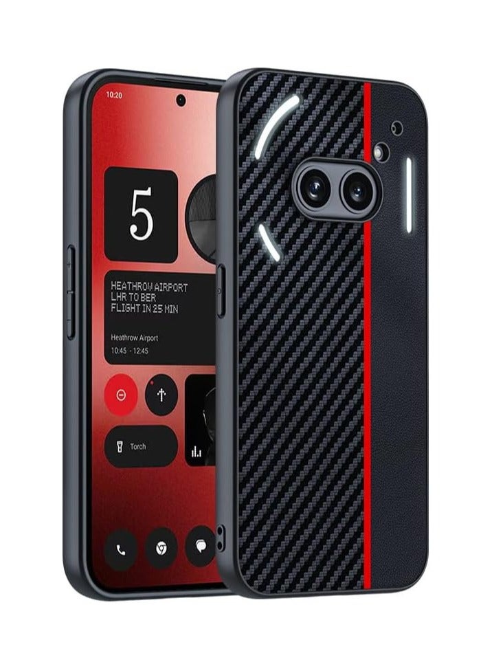 غطاء متوافق مع Nothing Phone (2a) Plus 5G، مصنوع من جلد ناعم بنمط ألياف الكربون، غلاف خفيف الوزن ومضاد للصدمات ومقاوم للسقوط. - Image 1