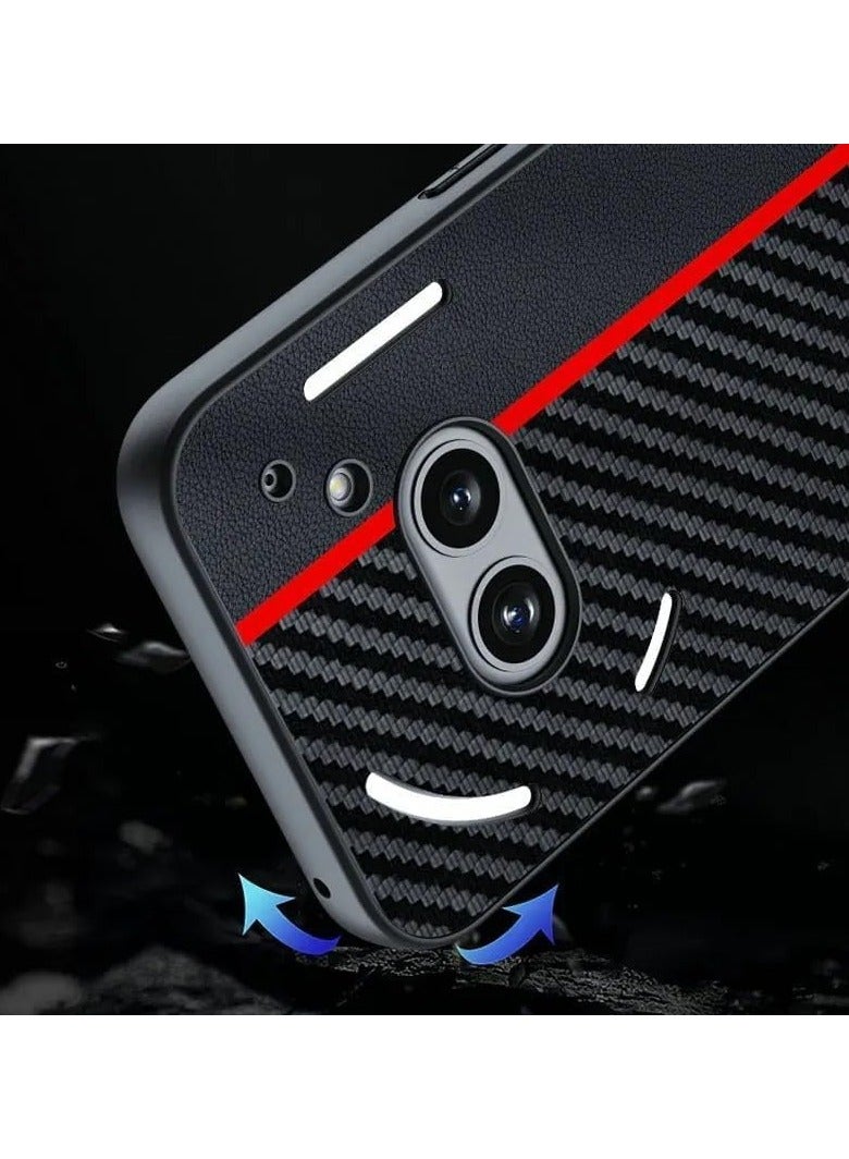 غطاء متوافق مع Nothing Phone (2a) Plus 5G، مصنوع من جلد ناعم بنمط ألياف الكربون، غلاف خفيف الوزن ومضاد للصدمات ومقاوم للسقوط. - Image 4