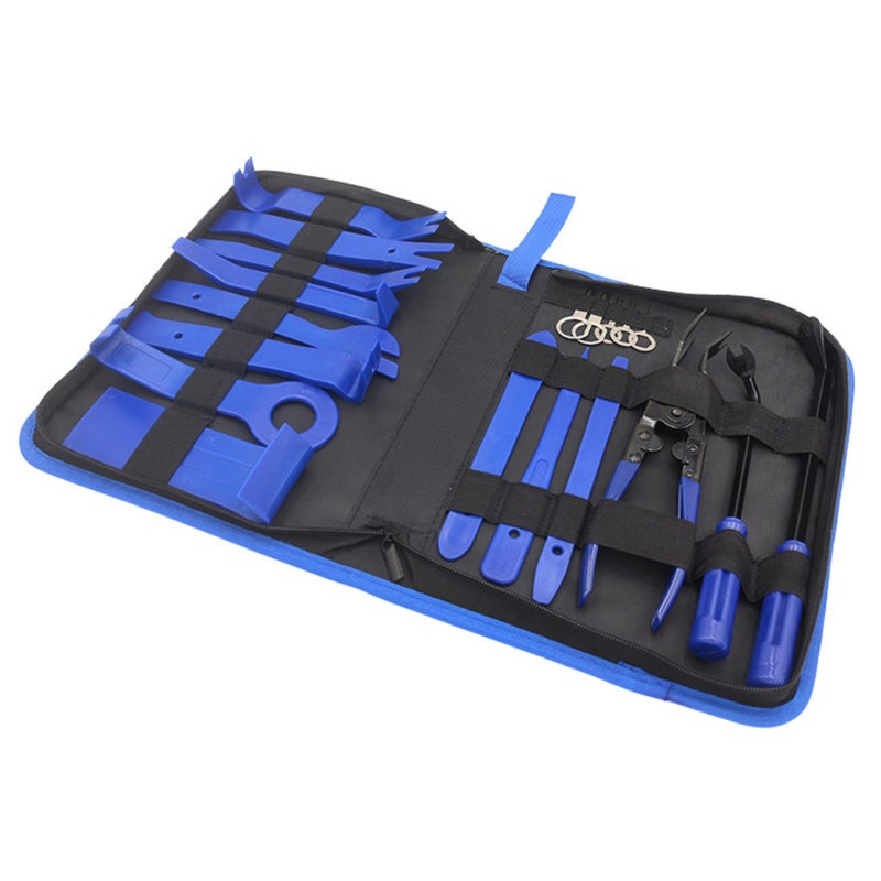 Car Decoration Disassembly Kit,Precision Hook Type Automatic Clamp Fastener Remover,Car Panel Door Audio Pry Kit, With Storage Bag (19PCS) - Image 5