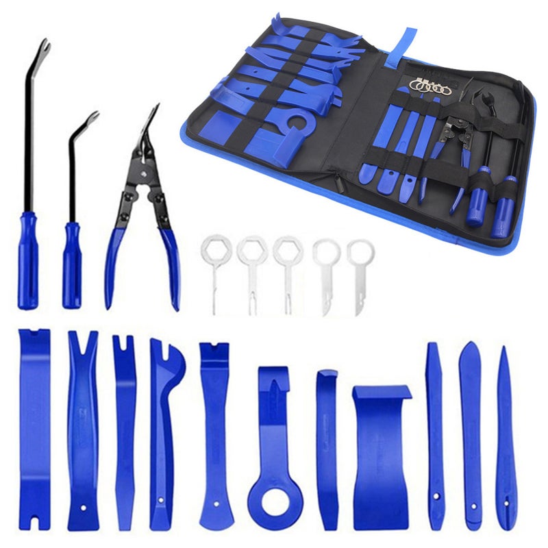 Car Decoration Disassembly Kit,Precision Hook Type Automatic Clamp Fastener Remover,Car Panel Door Audio Pry Kit, With Storage Bag (19PCS) - Image 4