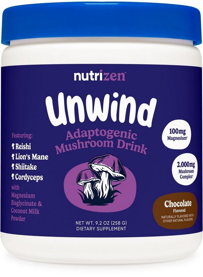 Nutricost Nutrizen PM Unwind Adaptogenic Mushroom Drink (Chocolate Flavored) 30 Servings - Includes Reishi, Lion's Mane, Shiitake, Cordyceps - Image 1