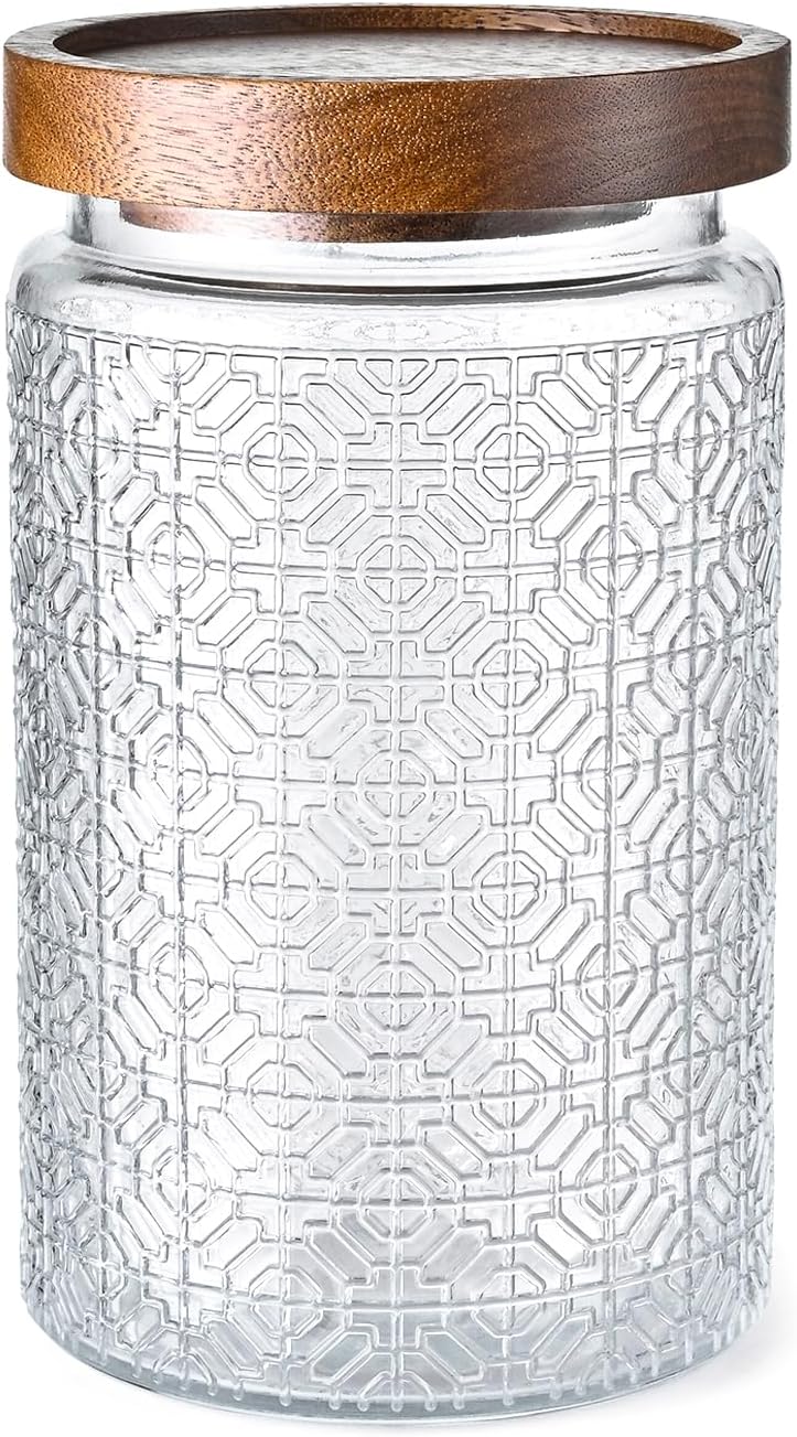 Adodeen 32oz Vintage Glass Jar With Lid, Glass Storage Containers, Airtight Kitchen Storage Containers For Sugar, Coffee, Tea, Spice, Flour, Candy Cookie, Pasta, Cereal, Cute Decorative Jars - Image 1