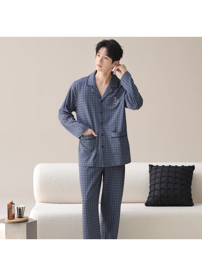 Your Sun Yiershuang Men's Autumn Winter Pure Cotton Long Sleeve Long Pants Pajama Set Casual Homewear Fully Cotton Suitable For Outdoor Wear - Image 4