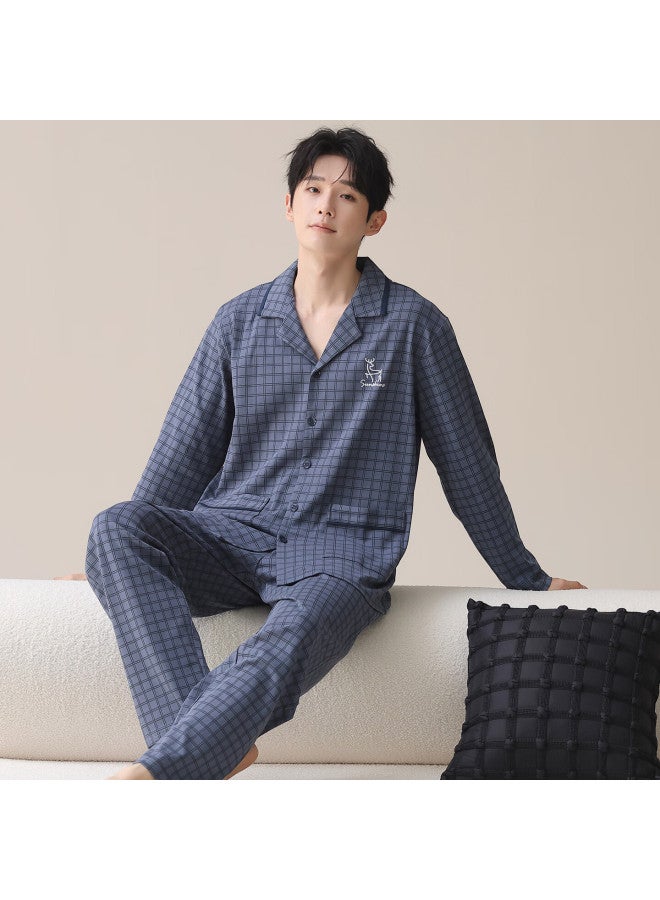 Your Sun Yiershuang Men's Autumn Winter Pure Cotton Long Sleeve Long Pants Pajama Set Casual Homewear Fully Cotton Suitable For Outdoor Wear - Image 3