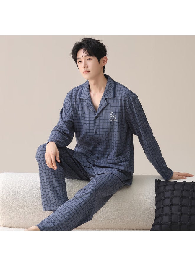 Your Sun Yiershuang Men's Autumn Winter Pure Cotton Long Sleeve Long Pants Pajama Set Casual Homewear Fully Cotton Suitable For Outdoor Wear - Image 2