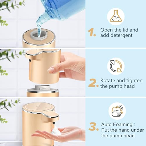 Sylfu Automatic Foaming Soap Dispenser - Hand Free Pump Touchless Soap Dispenser USB Rechargeable Dispenser with 380ml, 4levels Adjustable Dispenser for Bathroom Kitchen - Image 4