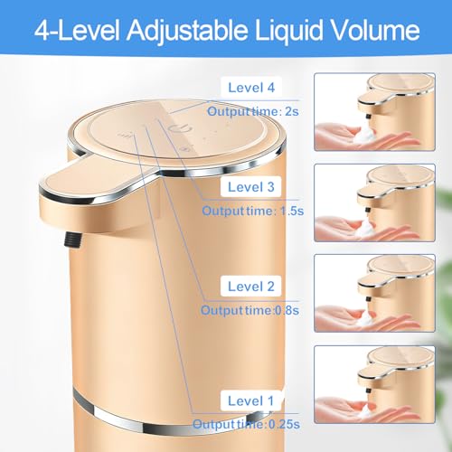 Sylfu Automatic Foaming Soap Dispenser - Hand Free Pump Touchless Soap Dispenser USB Rechargeable Dispenser with 380ml, 4levels Adjustable Dispenser for Bathroom Kitchen - Image 3