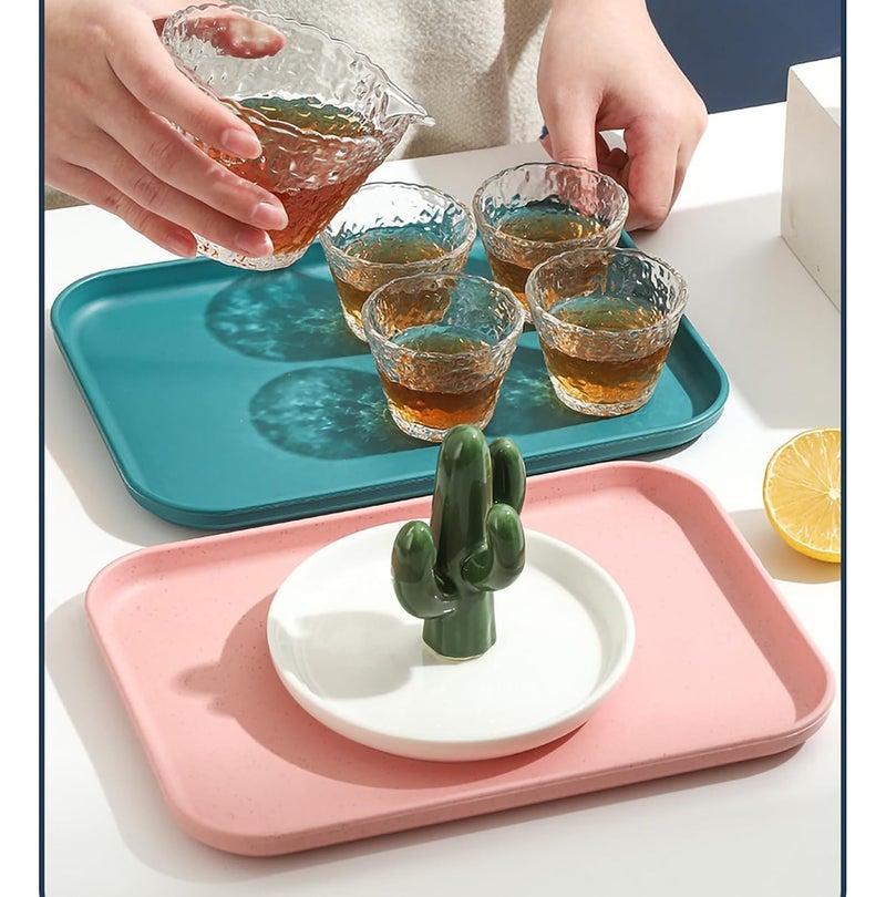 Takositio Serving Trays Set - Reusable Serving Platters for Cookie, Appetizer, Charcuterie, Snack, Dessert, Party Food Display - Stackable Kitchen CounterTop Tray, BPA Free (25 cm, Blue, Pack of 2) - Image 5