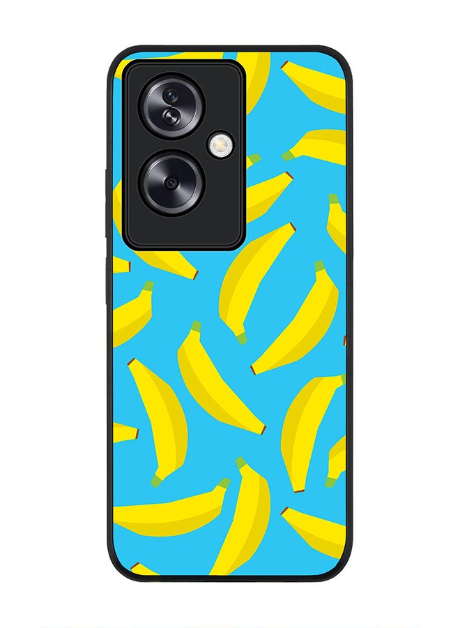 Stylizedd Rugged Black Edge Case for Oppo A79 5G, Slim fit Soft Case Flexible Rubber Edges Anti Drop TPU Gel Thin Cover - Scattered Bananas - Image 1