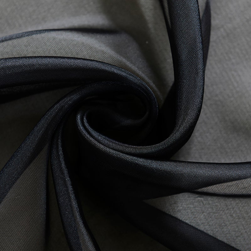 Sheer Curtains Living Room Rod Pocket Window Curtain Panels Bedroom Semi Sheer Voile Curtains Black (55''Wx102''L,2 Panels) - Image 3