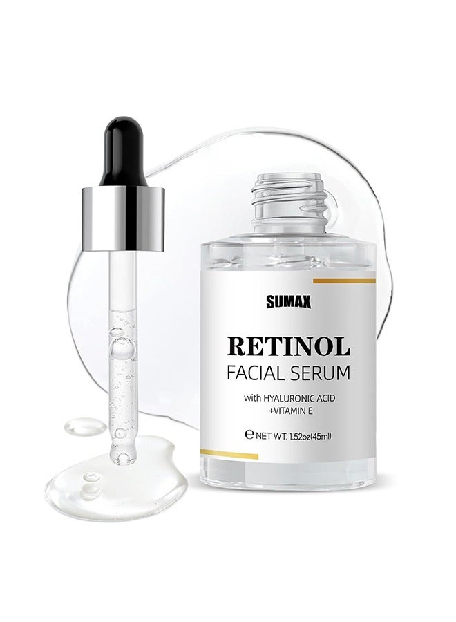 SUMAX Retinol Facial Serums With Hyaluronic Acid & Vitamin C , Anti Aging Retinol Serum for Skin Repair,  Retinol Serum For Face, Reduces Wrinkles, Fine Lines, Age Spots Face Serums for Women and Men 45ml - Image 1