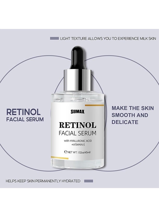 SUMAX Retinol Facial Serums With Hyaluronic Acid & Vitamin C , Anti Aging Retinol Serum for Skin Repair,  Retinol Serum For Face, Reduces Wrinkles, Fine Lines, Age Spots Face Serums for Women and Men 45ml - Image 2