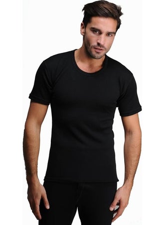 Hasyün Men's Black Short Sleeve Undershirt 