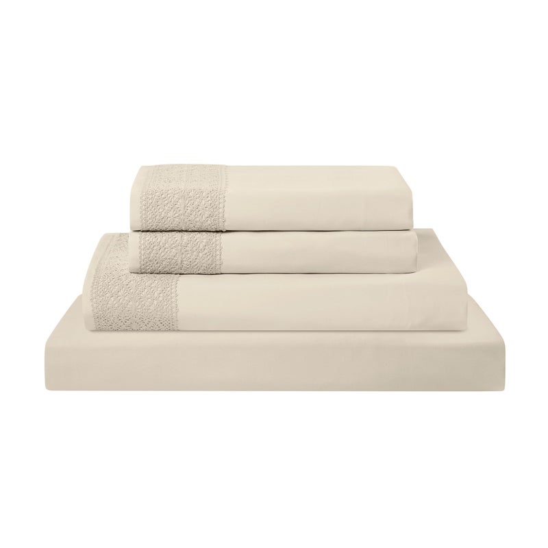 Modern Threads Soft Microfiber Crochet Lace Sheets Luxurious Microfiber Bed Sheets Includes Flat Sheet Fitted Sheet with Deep Pockets Pillowcases Linen Twin