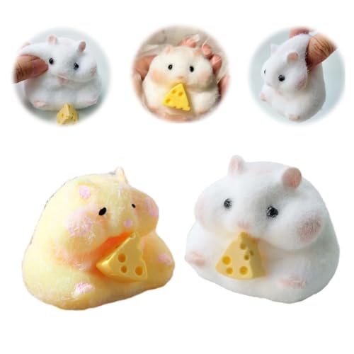 FauKait 2pcs Squishy Hamster Squeeze Toys3inch Big Cute Soft Hamster Squishy ToysStress Relief Squishies for Kids Party Favors Pinch Family Fidget Toys Suitable Adults Kids Big - Image 1