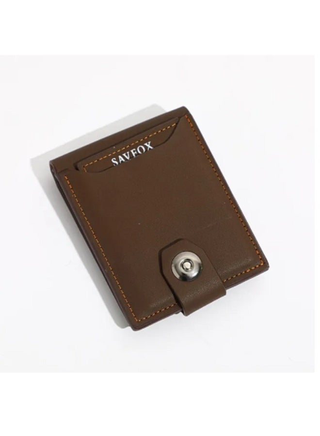 سافوكس محفظة جلد رجالي بني-مع حامل كروت-راسي - Image 2