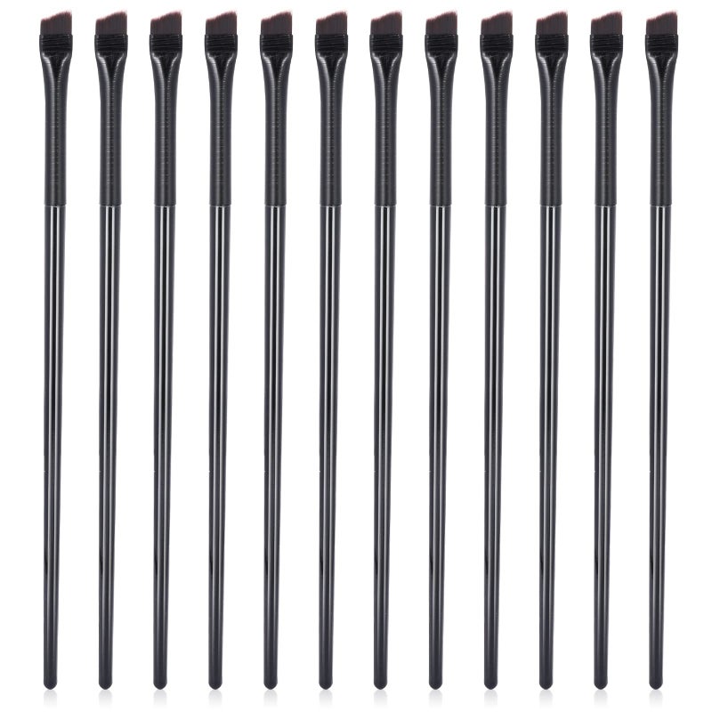 Sliverdew 12 Pcs Angled Eyeliner Brushes, Flat Tapered Eyebrow Tint Brush Soft Cosmetic Blending Slanted Eyebrow Brush Professional Portable Slant Tip Eyeshadow Concealer Brushes for Eye Makeup - Image 1
