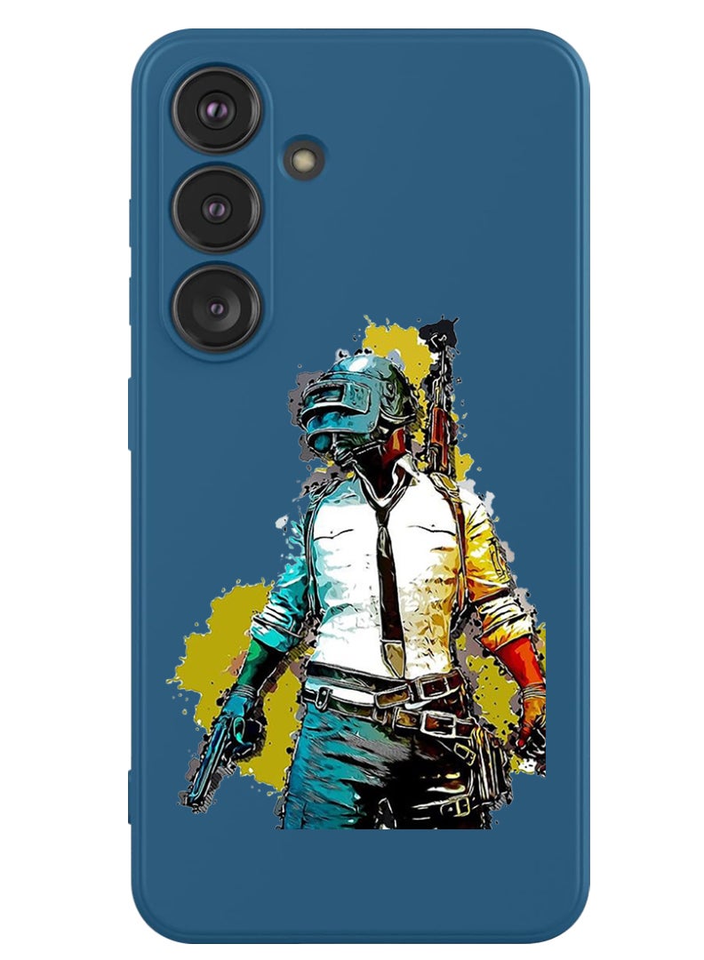 Theodor Protective Slim Fit Case Liquid Silicone Cover with Full Body Protection Anti-Scratch Shockproof Case For Samsung Galaxy S24 (Blue) - Pubg - Image 1