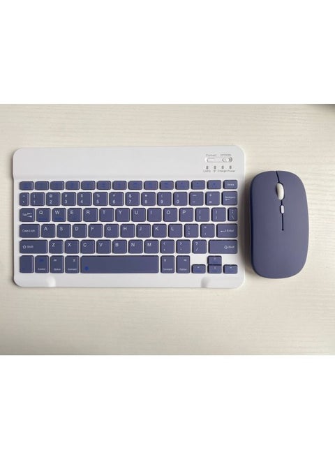 For IPad Tablet PC Bluetooth Keyboard Android For Apple Mobile Wireless Bluetooth Keyboard Mouse Learning Machine-Color:10inch Lavender Purple Gray + Dual-mode Charging Bluetooth Mouse (with Data Cable) (boxed Packaging)
