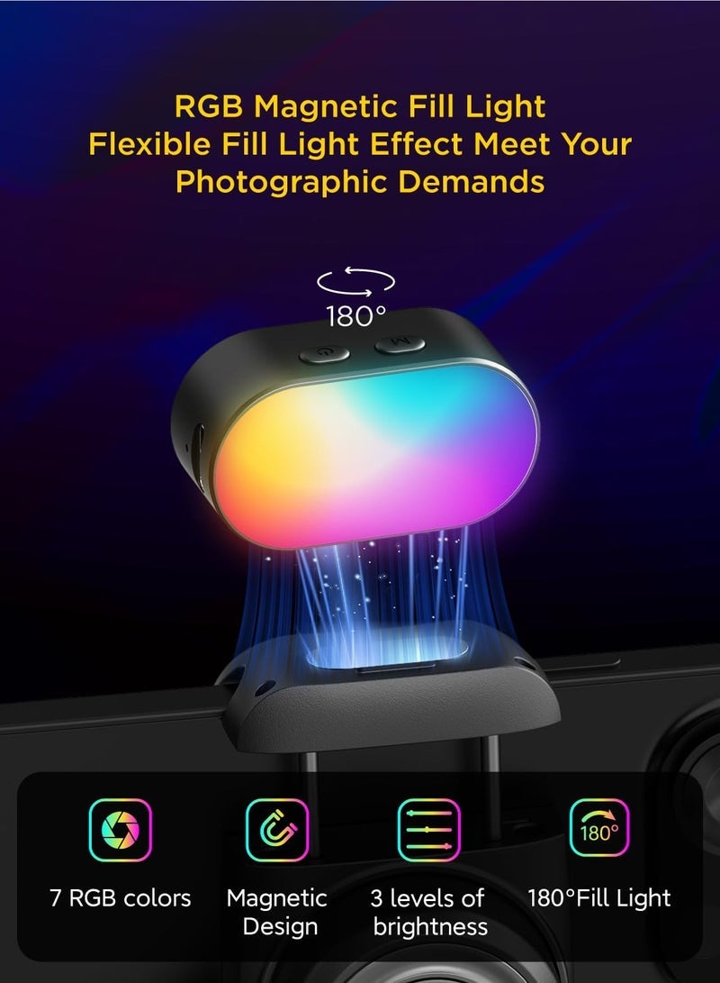 AOCHUAN RGB Magnetic Fill Light for Gimbal LED Video Photography Light 3 Brightness and 7 Color Adjustment for Phone Selfie Live - Image 2