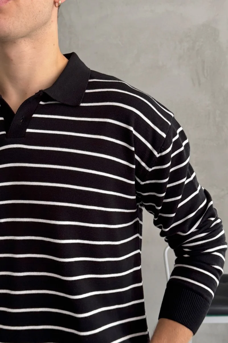 هايمان Men's Cotton Polo Collar Oversize Knitwear Sweater