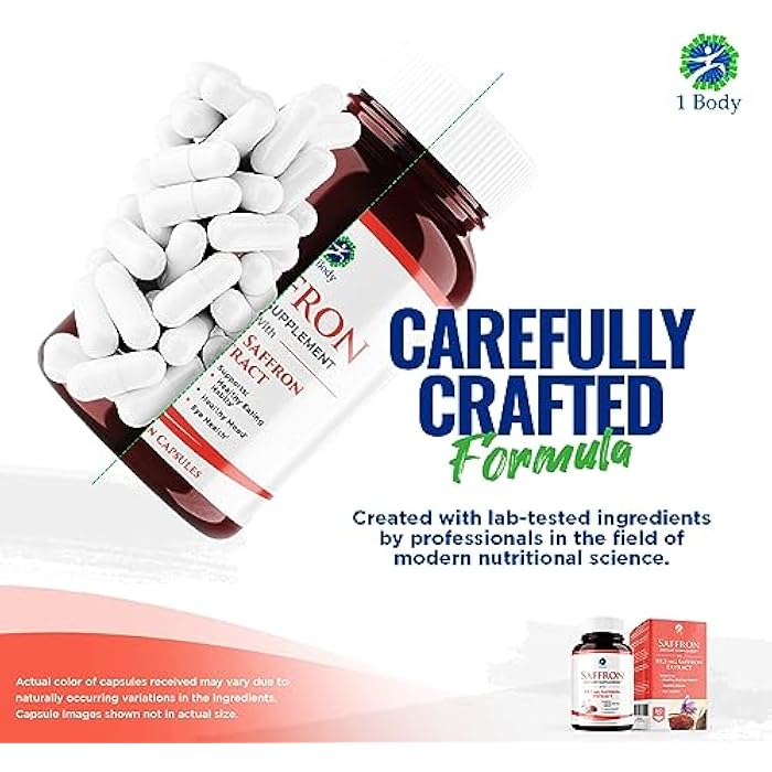 1 Body Saffron Extract Supplement, 88.5 mg Safranal, Antioxidant and Mood Support, Vegetarian Capsules - Image 4
