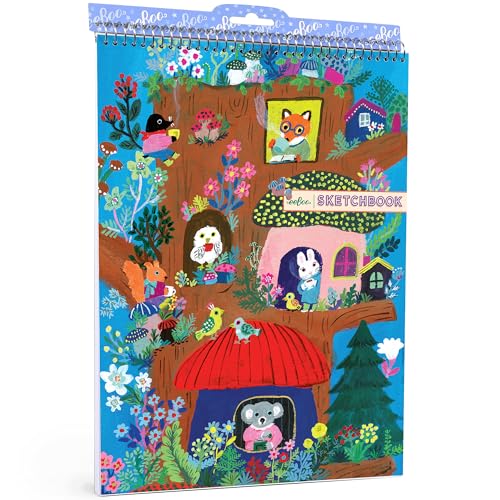 eeBoo Yumis Mushroom House Spiral Bound Blank Sketchbook 60 Pages 140 GSM95 LB Paper 85x11 EcoFriendly Kids Art Supplies - Image 1