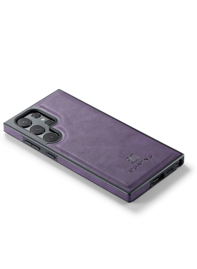 DGMING Case Cover Premium Leather Back with Logo CutOut Shockproof Compatible with Samsung Galaxy S23 Ultra (Purple) - Image 3