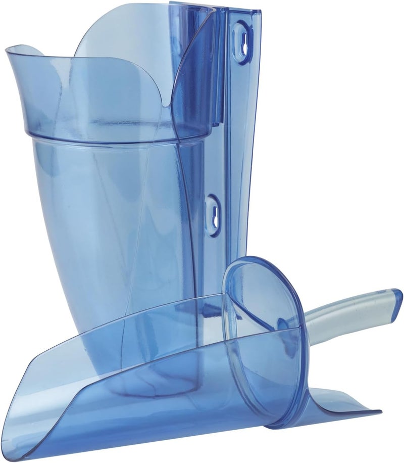 San Jamar Saf-T-Scoop Plastic Ice Scoop with Storage Caddy - 4 to 6 Ounces, Blue - Image 1
