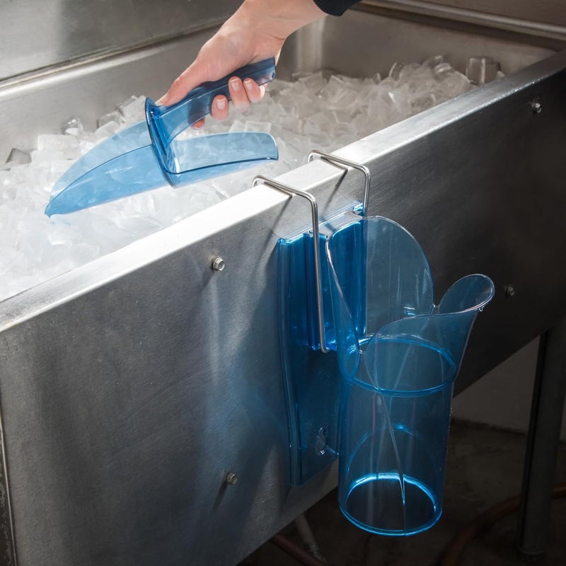 San Jamar Saf-T-Scoop Plastic Ice Scoop with Storage Caddy - 4 to 6 Ounces, Blue - Image 5